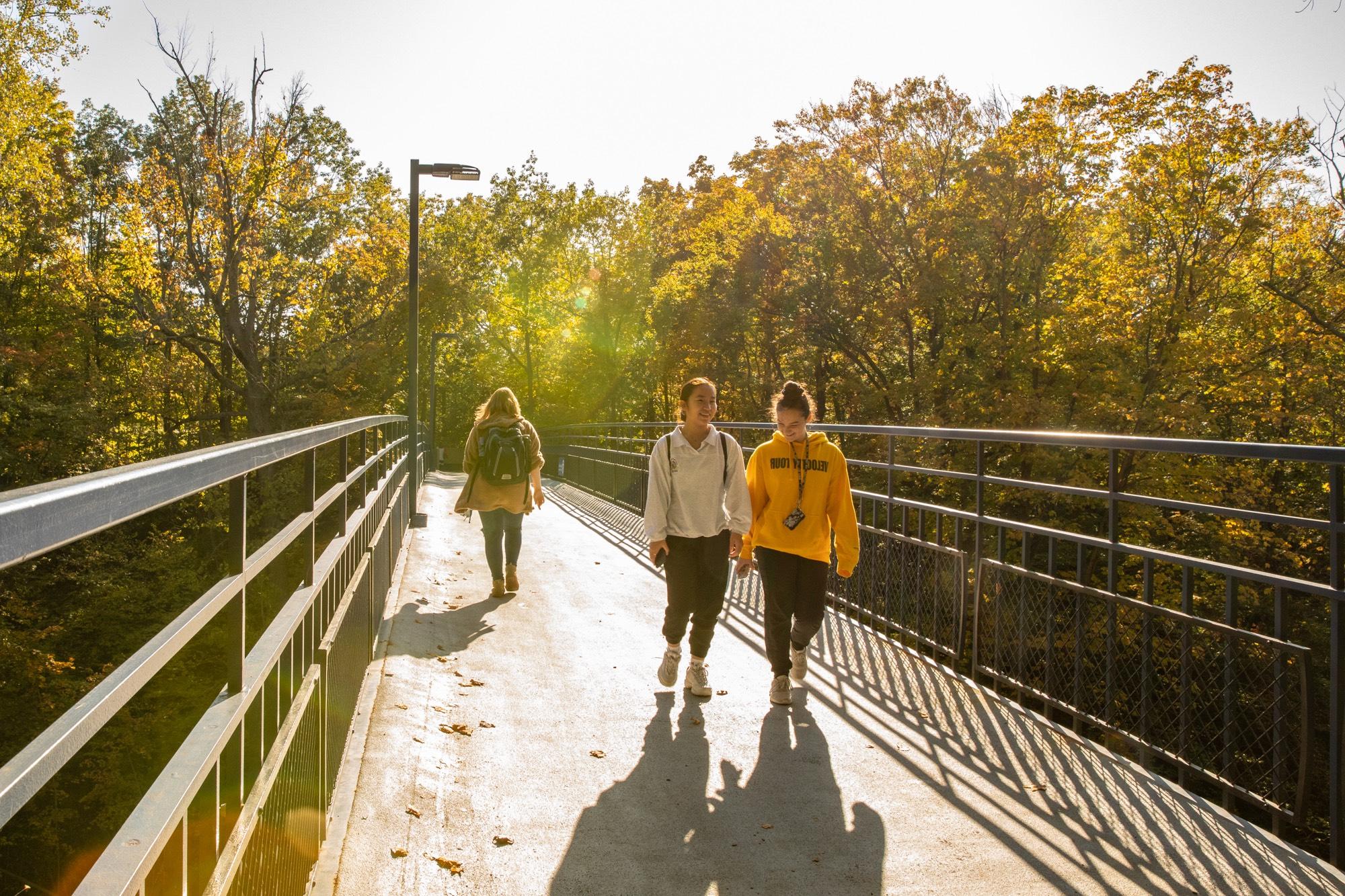 Fall Bridge with students